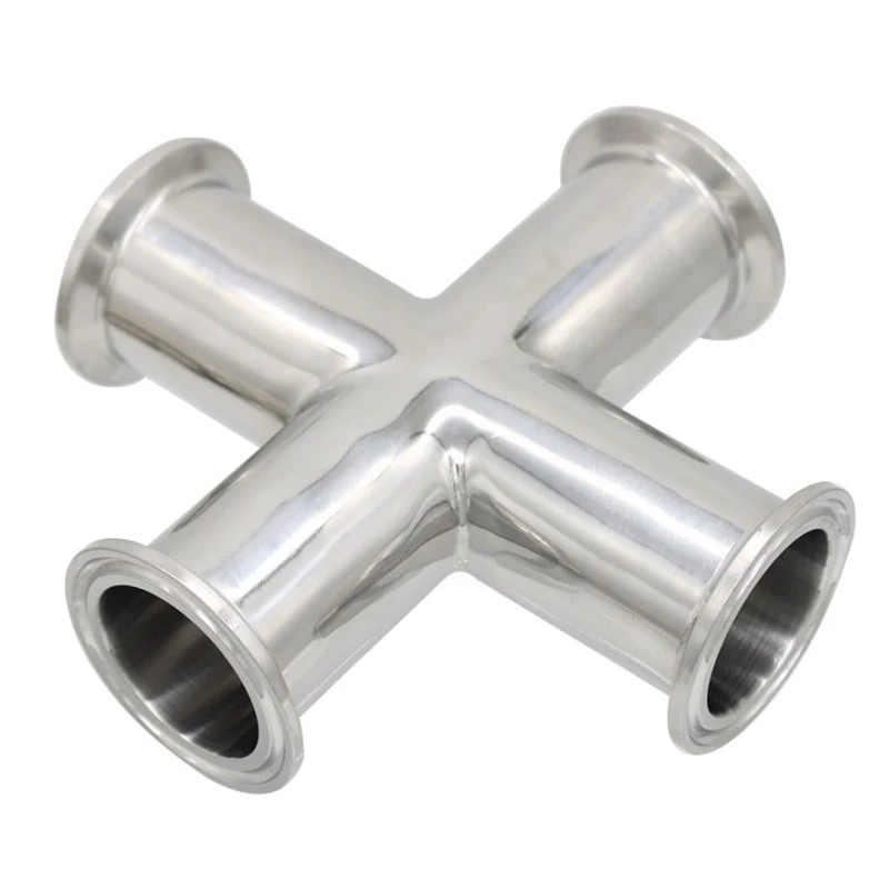 304 Stainless Steel Sanitary Quick-fit Four-way Equal Quick-open Cross Fitting Clamped Chuck Four-way Pipe