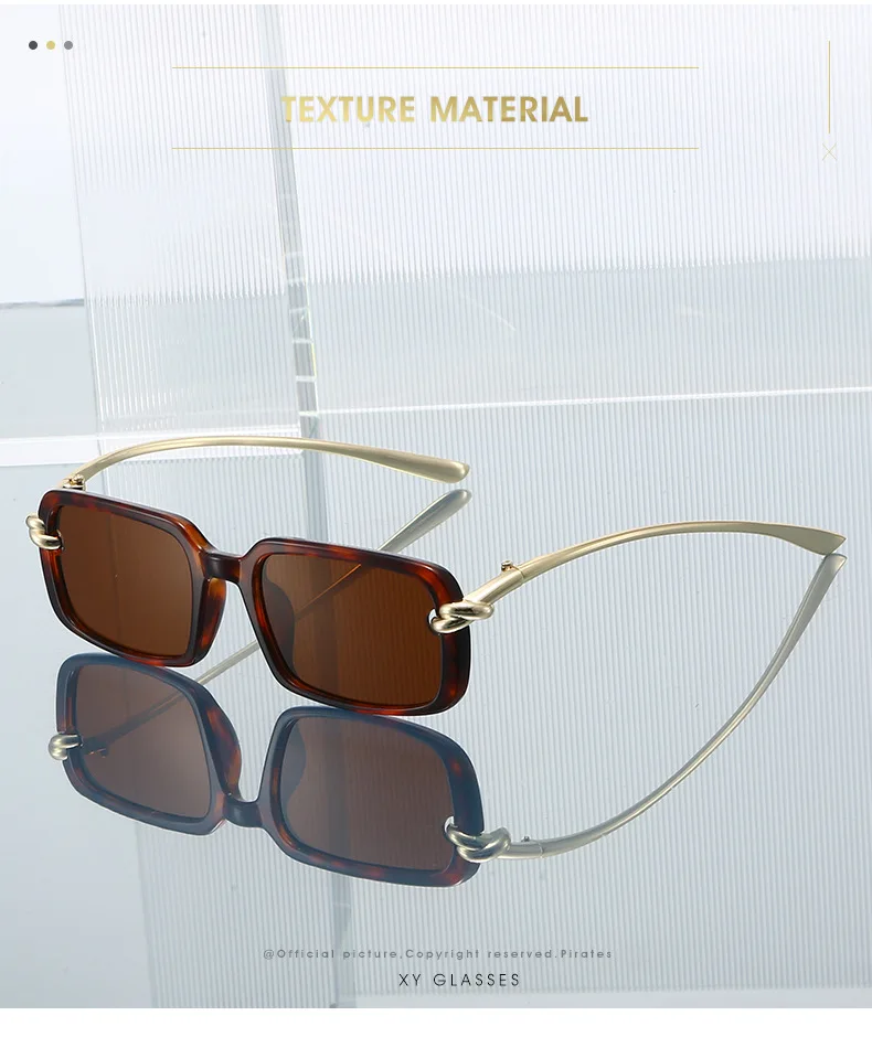 2026 Neue trendige quadratische Retro-Brille | Goldknoten-Detail und Metallbügel | Y2K Edgy-Girly-Stil – Detail 2