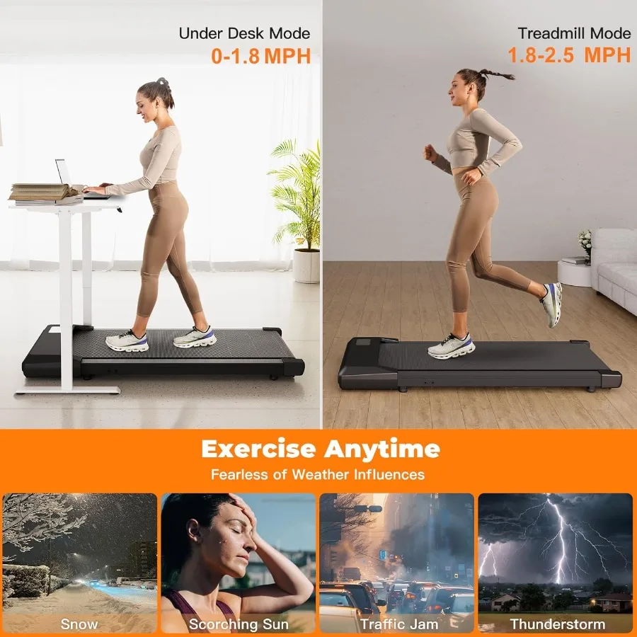 جهاز مشي محمول تحت المكتب للاستخدام المكتبي والمنزلي: تصميم 3 في 1 مع جهاز تحكم عن بعد وشاشة LED هادئة 2.5 حصان للمشي و