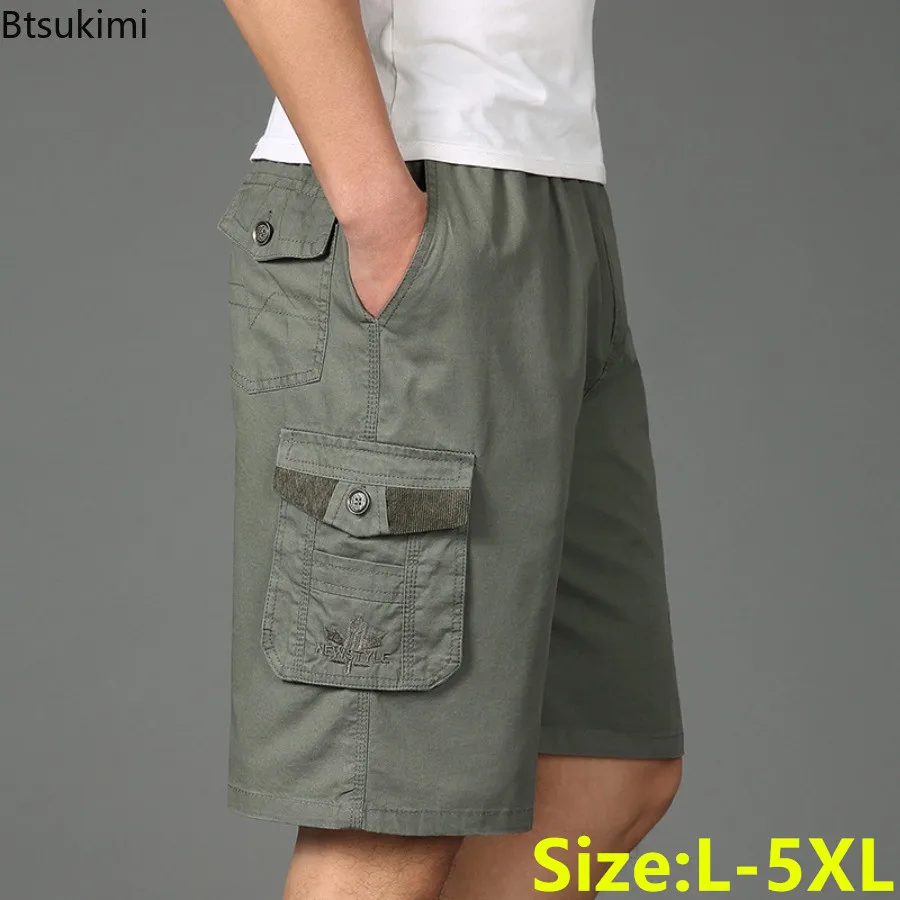 

Summer New Men's Pure Cotton Loose Casual Shorts Oversized Multi-pockets Tooling Shorts Outdoor Sport Fashion Vintage Pants Male