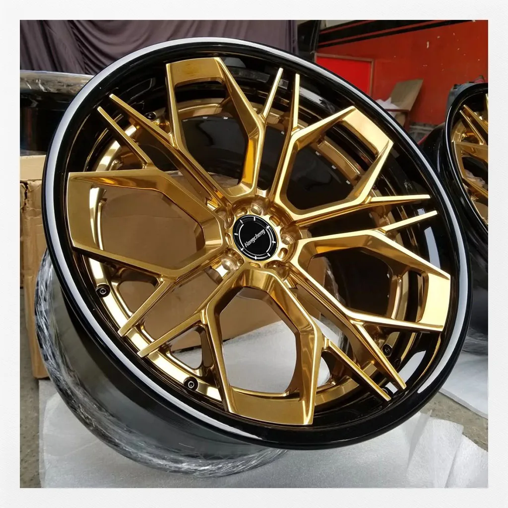 

Custom 2 Piece Forged Wheels Gold Finish Chrome Rim 5x114.3 5x120 5x130 5x112 18 19 20 21 22 23 24 Inch Spoke Car Wheels For Bmw