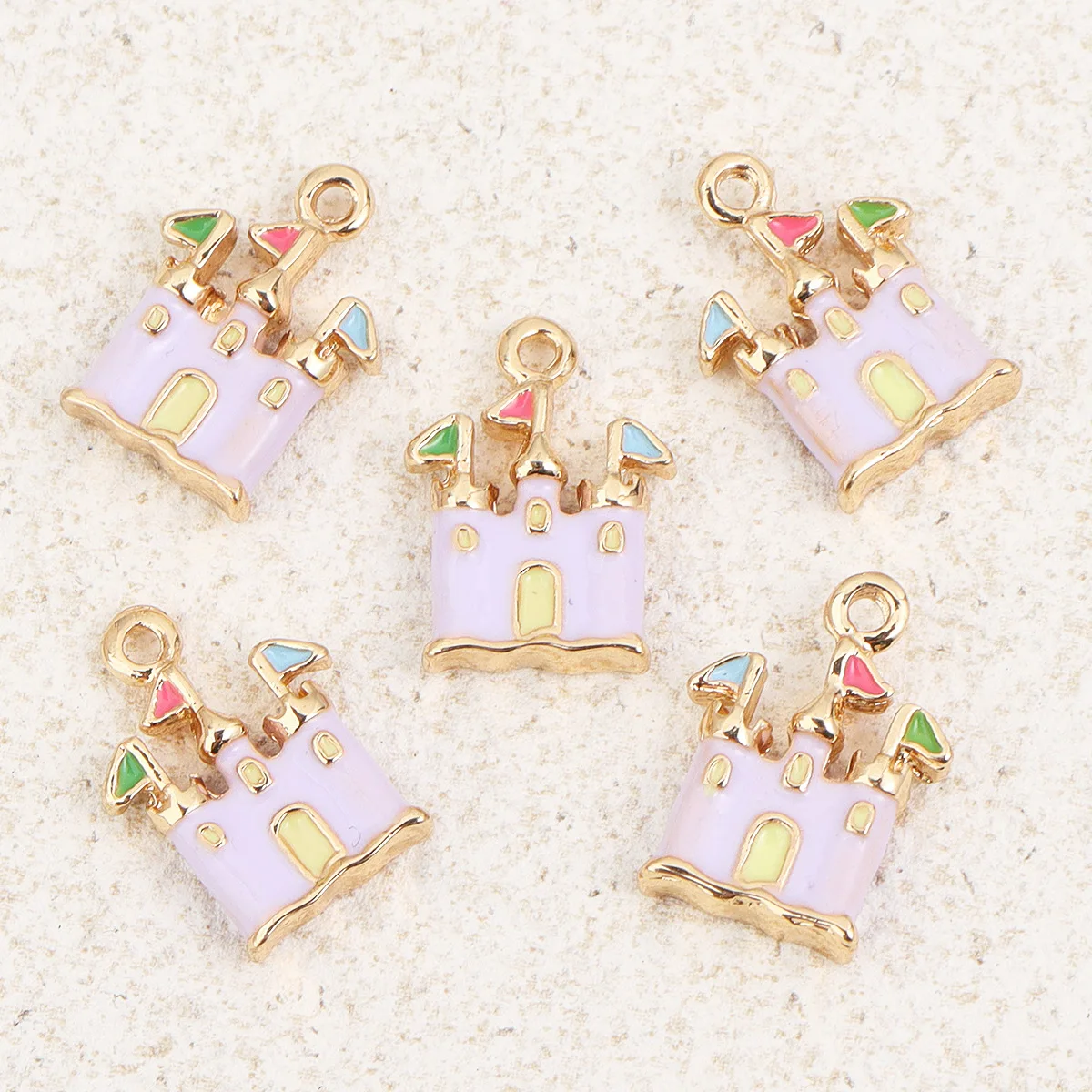 14pcs DIY Mix Alloy Oil-drop Castle Shaped Pendant Jewelry Accessories Bracelet Earring