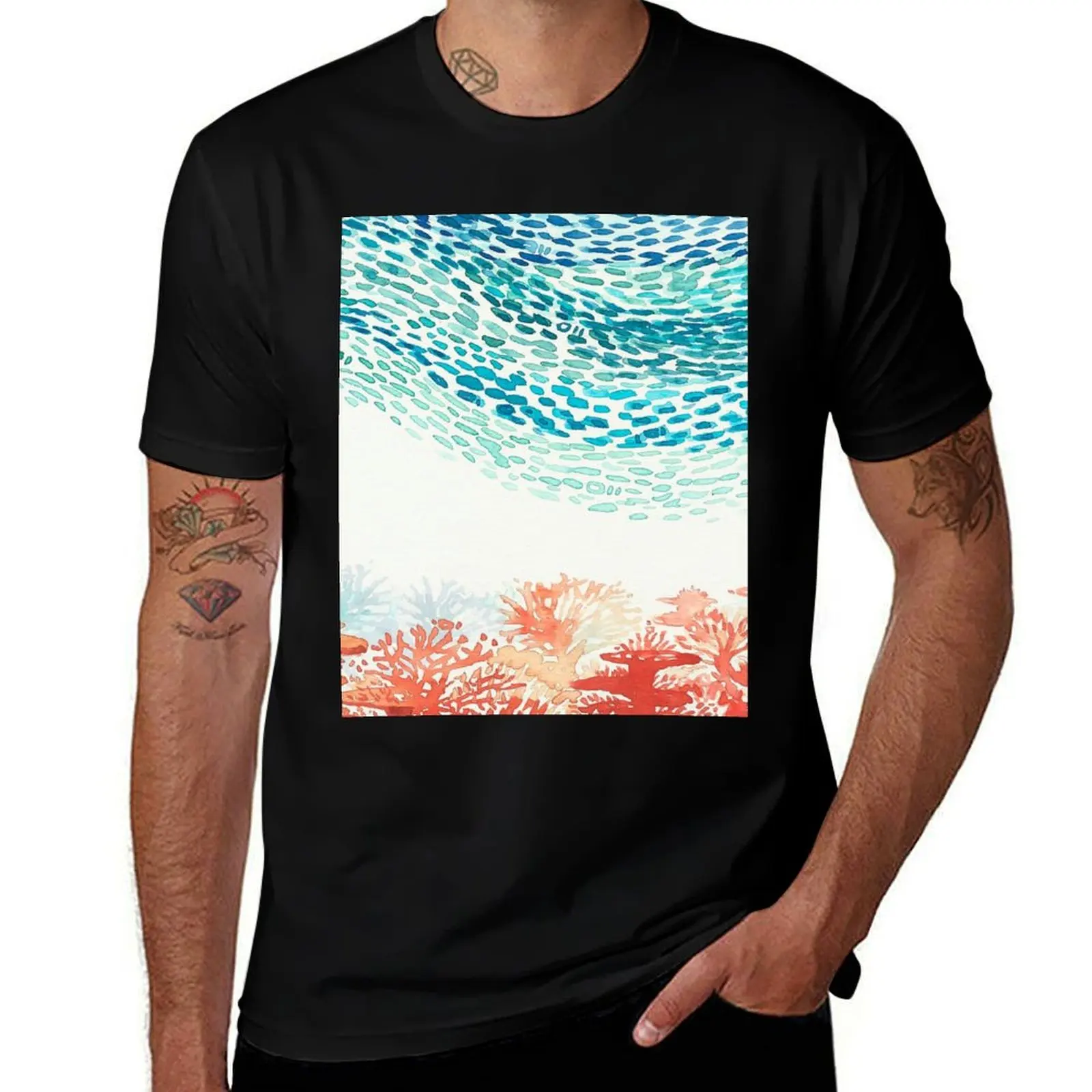 

CORAL REEF T-Shirt Plus Size Outdoor Casual Top