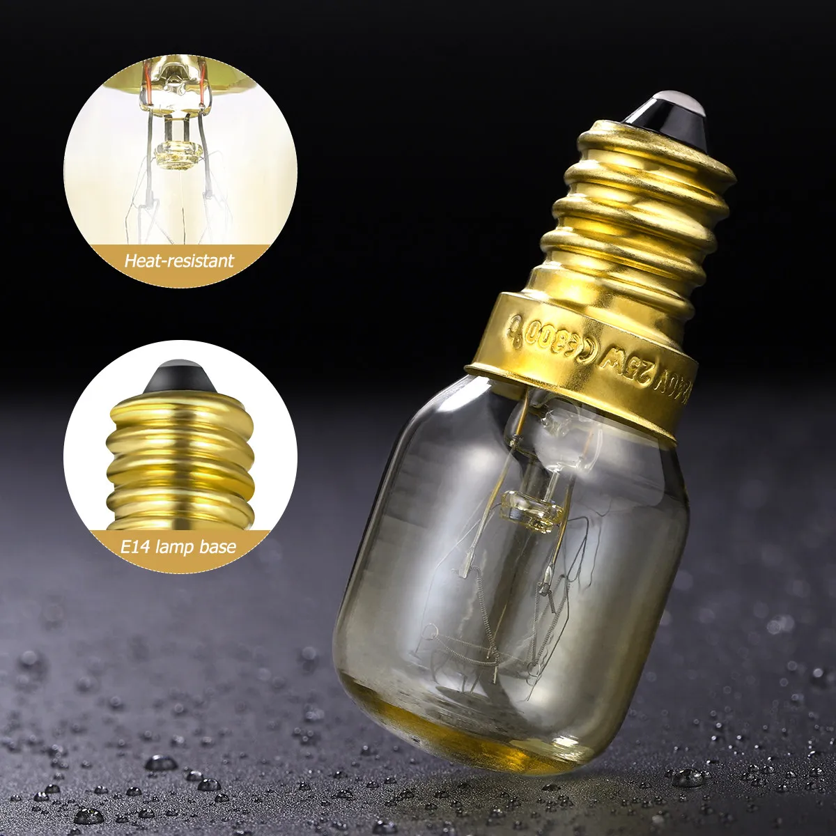 4Pcs E14 Oven Microwave Bulb Small Screw Heat Resistant 25W 300 Celsius Degree High Temperature Brass Lamp Microwave Oven Bulb