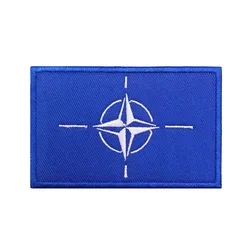 1PC NATO Flag Embroidery Hook and Loop Patches Clothes Badge Armband Backpack Sticker Army Fan Tactical Military Bag