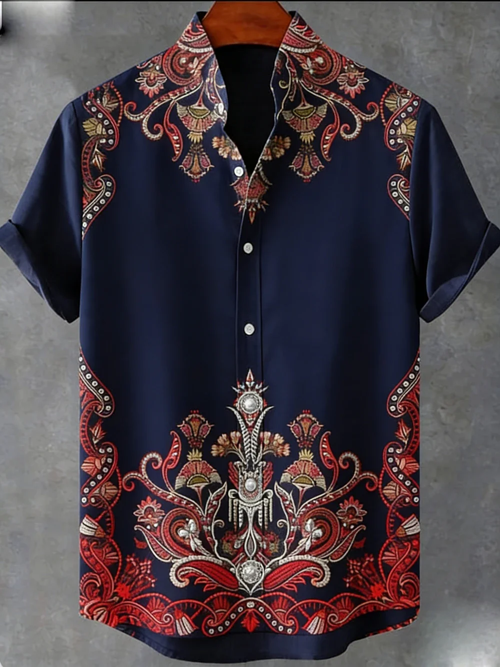 2026 Men's New Ethnic Totem Natural Pattern 3D Printed Linen Casual Shirt Hawaiian Outdoor Activity Short-sleeved Clothing Men