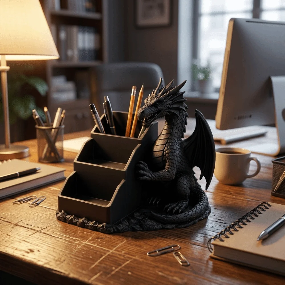 Creative 3D Printed Dragon Storage Tray Realistic Unique Gothic Dragon Storage Box Plastic Pen Holder Desktop