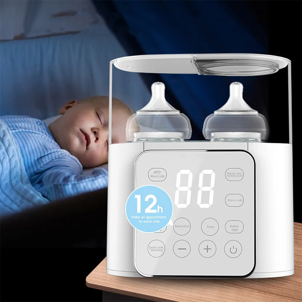 Baby Bottle Warmer 9-in-1 Multi Functional Baby Milk Warmer Fast Baby Food Heating & Defrost Double Bottle Sterilizer with Timer