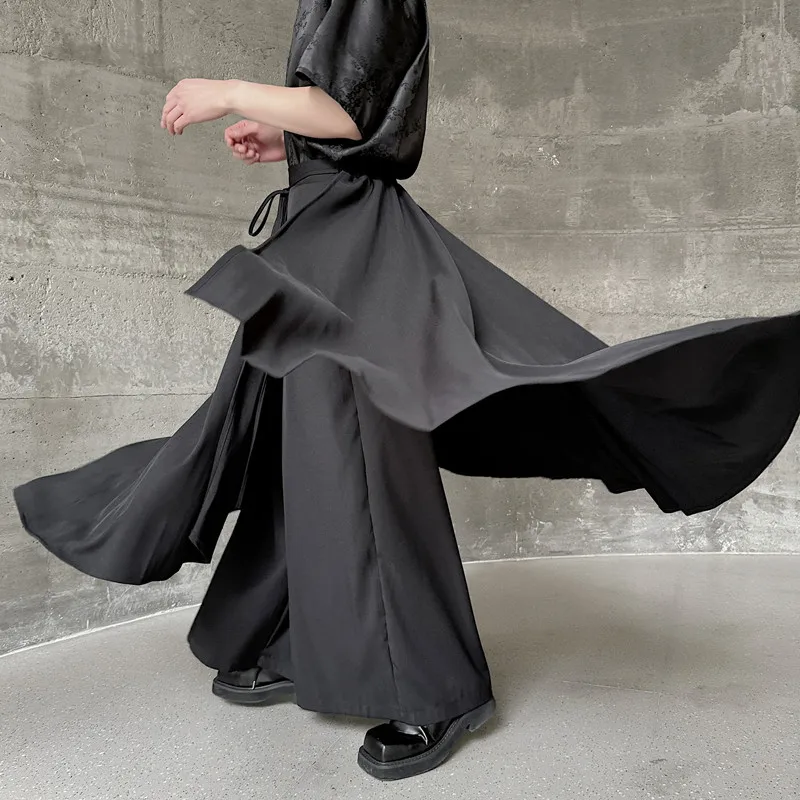 

Повседневные брюки с высокой талией, мужские асимметричные плиссированные брюки-юбка, свободные длинные брюки, молодежные брюки Vitali Sle, всесезонные