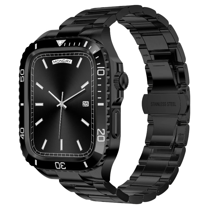

Applicable to Apple Watch 45678SE Apple i watch stainless steel protective case, integrated, modified, watch strap