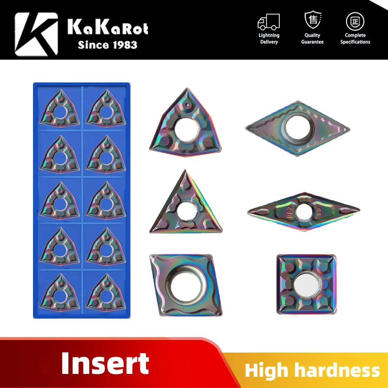 Kakarot Carbide Insert WNMG VNMG TNMG CNMG DCGT CCMT Turning Tools For Hardness Material CNC Lathe Cutter 10pcs Blade Plate