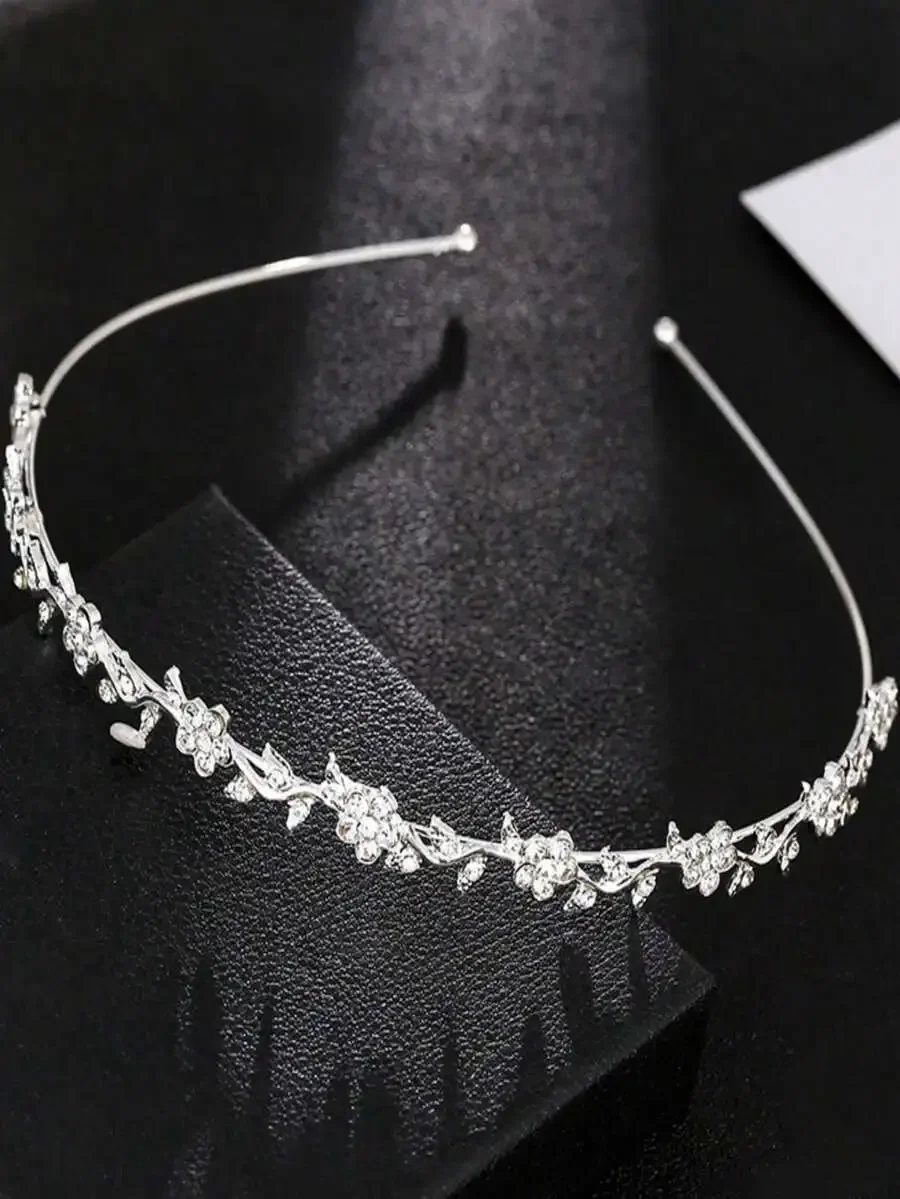 

Elegant Floral Crystal Skinny Headband For Women Wedding Party Accessories