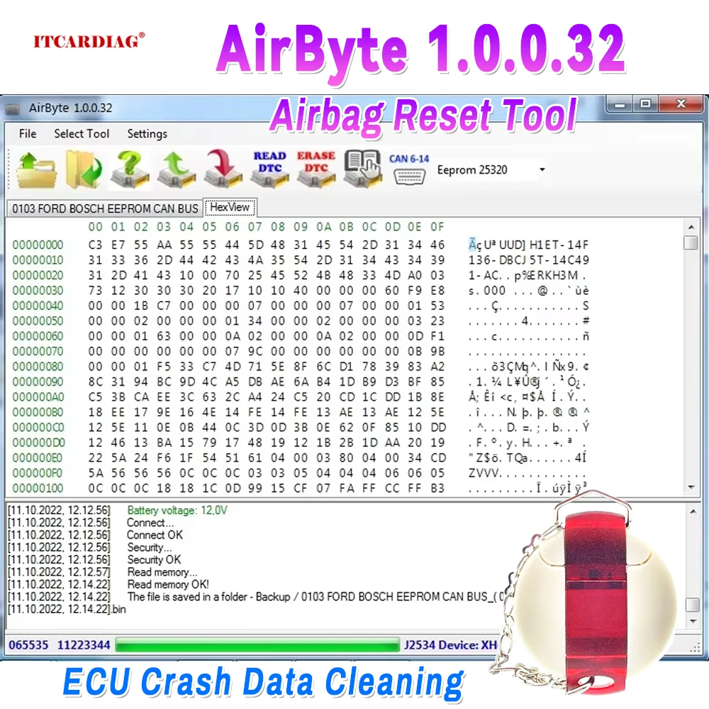 Airbag SRS Crash Data Reset Tool AirByte 1.0.0.32 Software ECU Programmer for Can Bus CRASH Clear Support Any OBD2 J2534 Tool