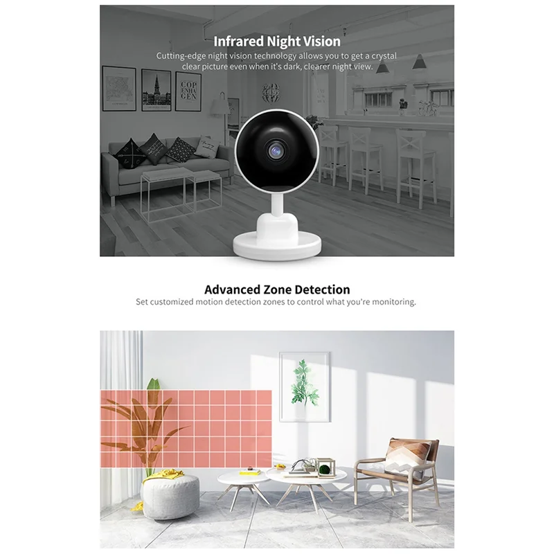 

Внутренняя камера Wi-Fi Tuya, радионяня, беспроводная мини-камера домашней безопасности Smart Life, IP-видеонаблюдение, двустороннее аудио