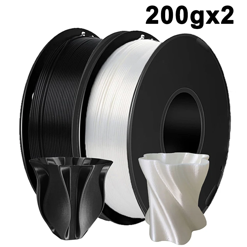 

200gx2 Silk White Black PLA Printer Filament Materials Silk 3D Printer Filament Printing wire Vacuum Packaging 1.75mm 400g