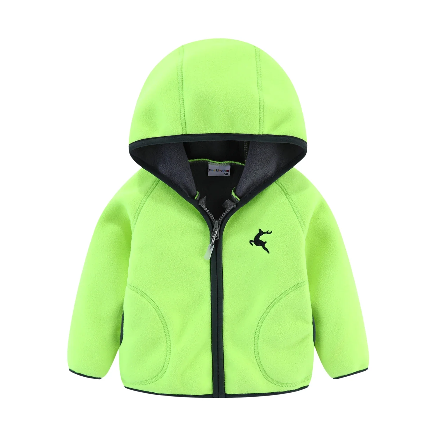 Mudkingdom Autumn Spring Girls Boys Hooded Fleece Jacket Windbreaker Zip up Reindeer Outerwear for Kids Clothes Children\'s Coat