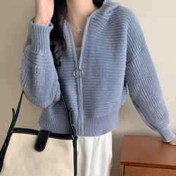 Chunky Hooded Cardigan Sweater for Women Long Sleeve Zip Up Knitted Sweater Jacket Teen-girl Fall Winter Casual Outfit