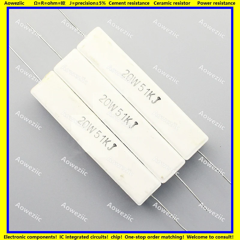 

10Pcs 20W 20KJ 22K 27K 30K 33K 47K 50K 51KJ 56K 68K 75K 100K 120K 150K 200K 300KJ OHM Vertical Cement Resistor ±5% RX27-5 SQP