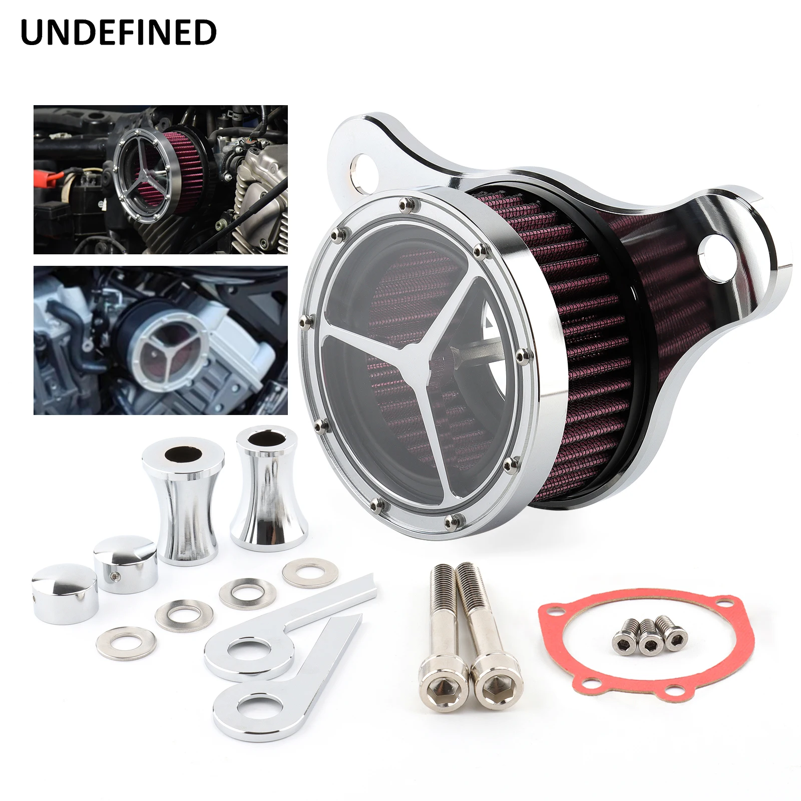 Chrome Clear Air Cleaner Intake Filter Kit for Harley Dyna/FXR Street Fat Bob Softail Fatboy Touring Road Street Glide Road King