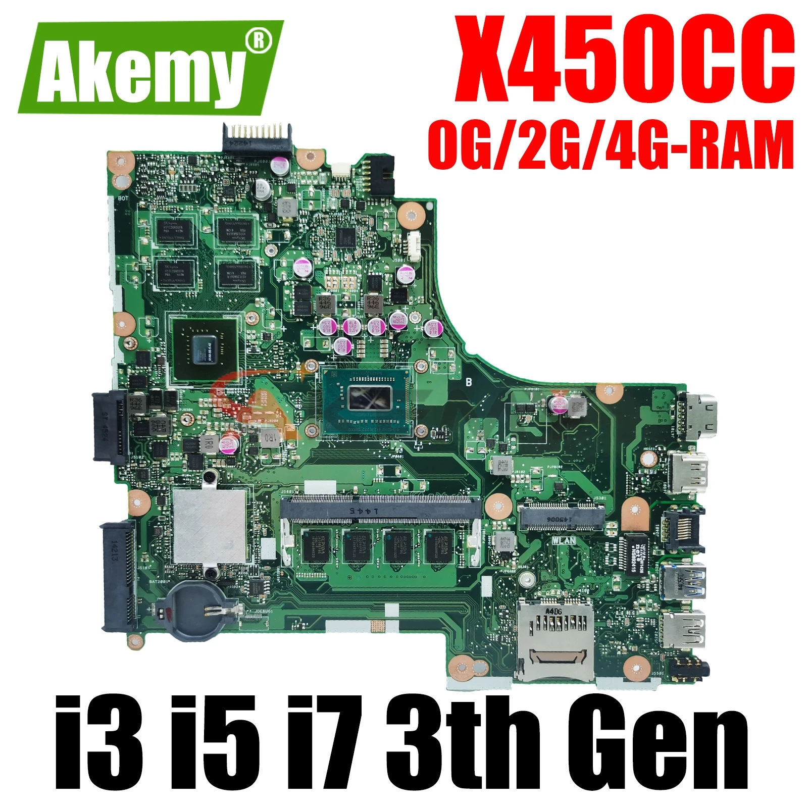 

X450CC For ASUS X450CC X450VC X450CA X450C Y481C X450CL Laptop Motherboard With 1007U I3 I5 I7 CPU 0G/2G/4G-RAM GT720M