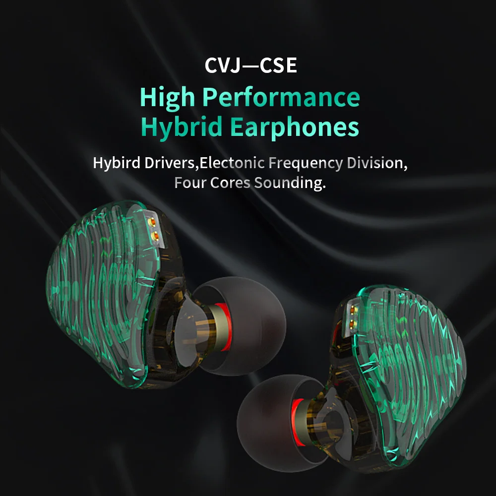 CVJ CSE IEM Headset Hybrid Drive Wired Earphones 2 Pin In Ear Headphones 3.5mm Plug Monitor HIFI Earbuds High Sound Quality