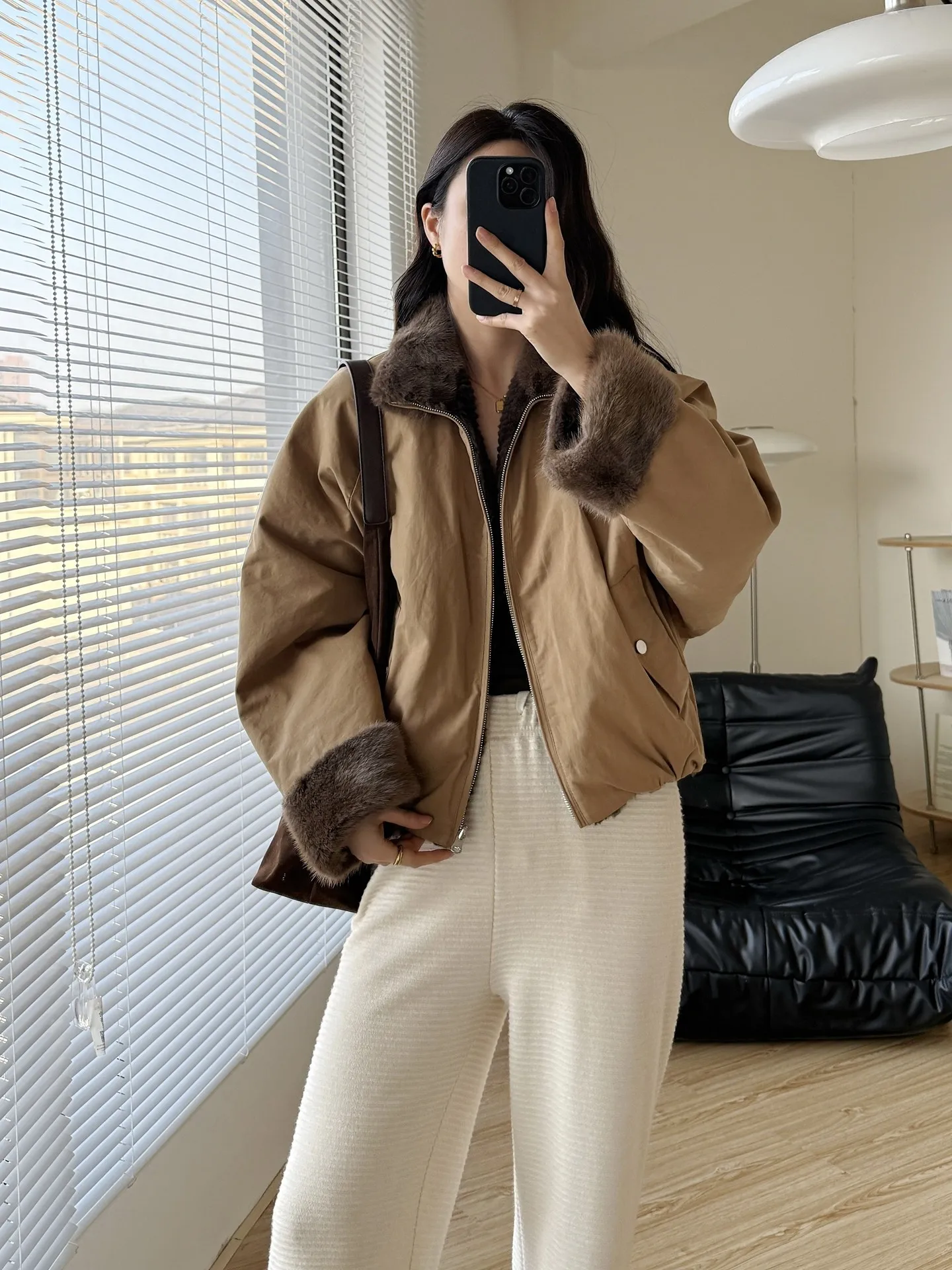 Urban wilderness 2025 winter new green root mink rabbit hair front and back two wear fur coat pie overcome coat women