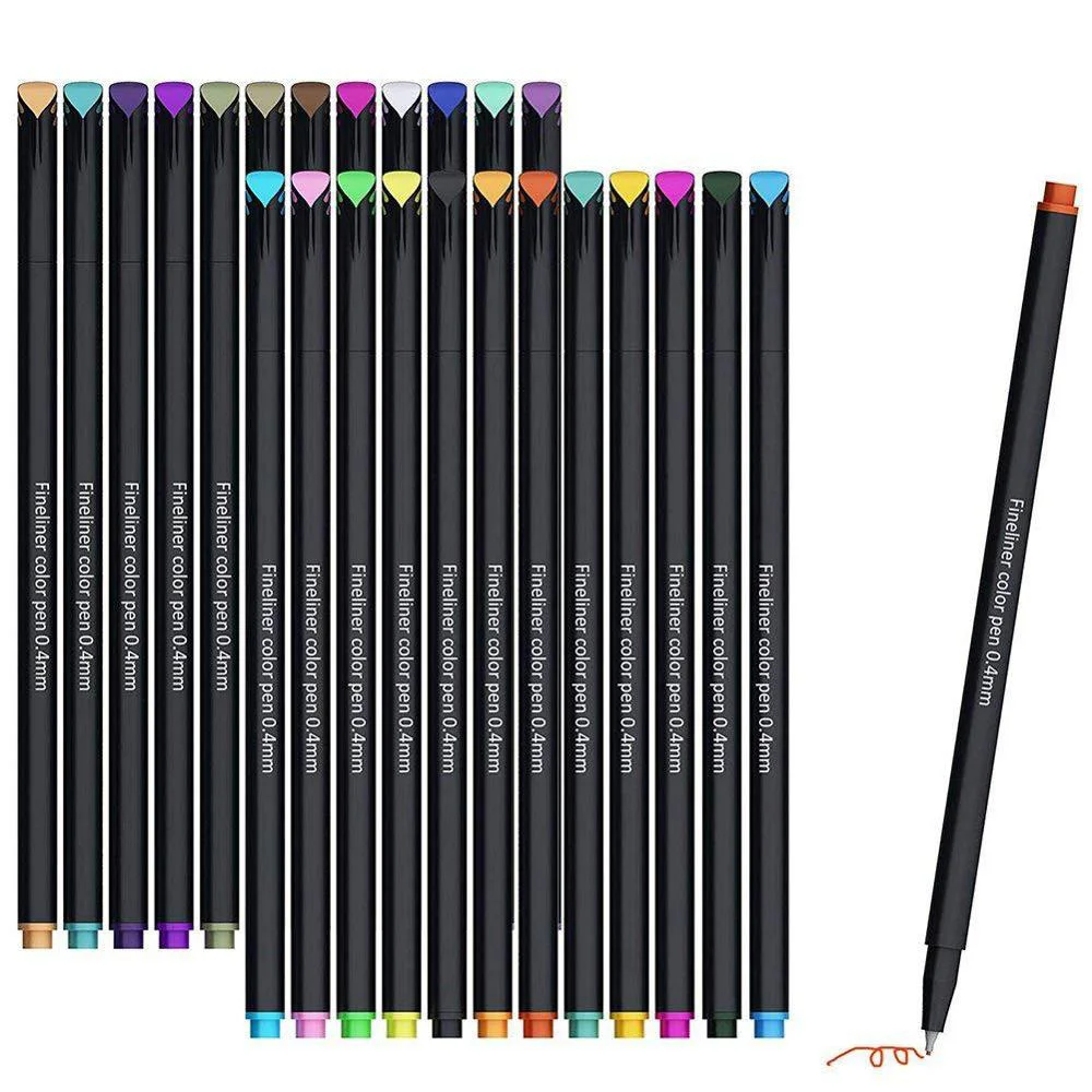 Color Fineliner Caligraphy Pen Set 24/36/48/60/100 Ink Felt Colouring Porous-Point Pens 0.4mm Tip Fine Liner Art Marker Drawing