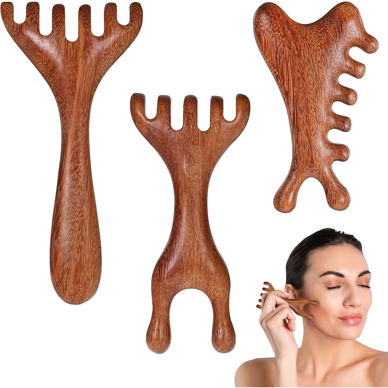 Gua Sha Schabemassagegerät Kopfmassage Meridian-Kamm zur Stimulierung der Kopfhautzirkulation für Haarwachstum Antistatisches Design mit breiten Zähnen