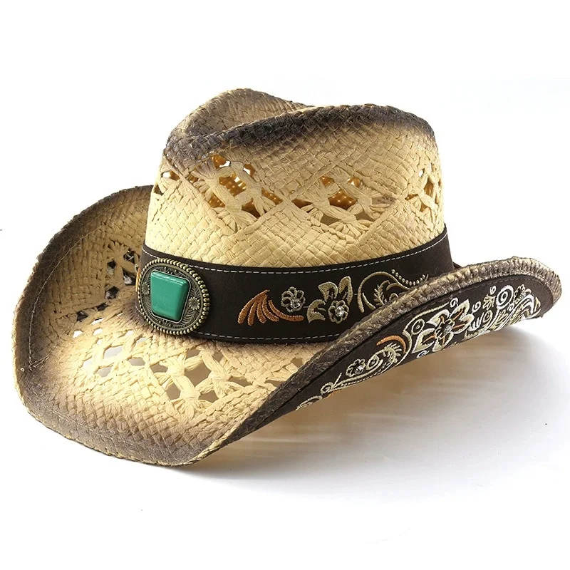 Men's and Women's Vacation-Style Straw Hats; Fashionable and Versatile Western Cowboy Hats; Breathable and Cool Riding Hats