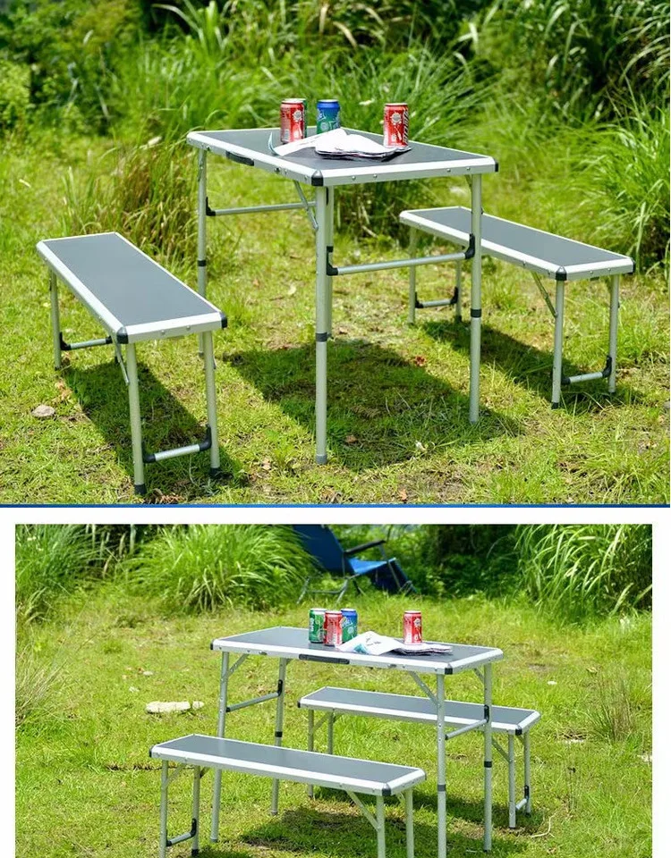 All aluminum alloy outdoor folding table and chair set ultra-light portable camping picnic table long stool car table and chair