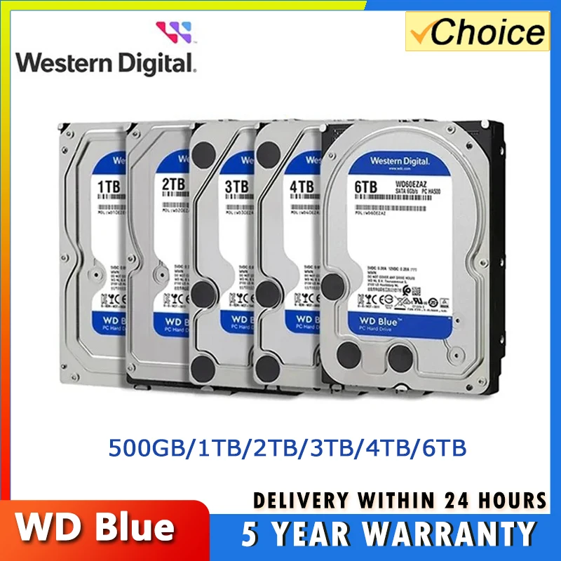 قرص صلب ويسترن ديجيتال WD BLUE 4 تيرا بايت 6 تيرا بايت 3.5 بوصة قرص صلب SATA III 5400 دورة في الدقيقة 500 جيجابايت 1T 2 تيرا بايت HD لمراقبة الكمبيوتر المكتبي #1