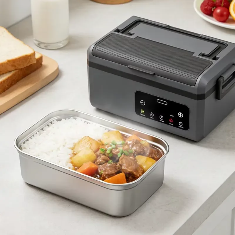 Portable Electric Lunch Box 304 Stainless Steel Liner Leak Proof Food Warmer Heater for Car Office Home Daily Commuting Use