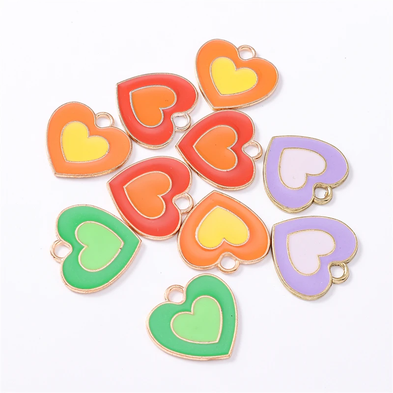

Duarte 20Pcs/Lot Cute Enamel Love Heart Charms Pendants for Jewelry Making Drop Earrings Necklaces Bracelets DIY Crafts Supplies