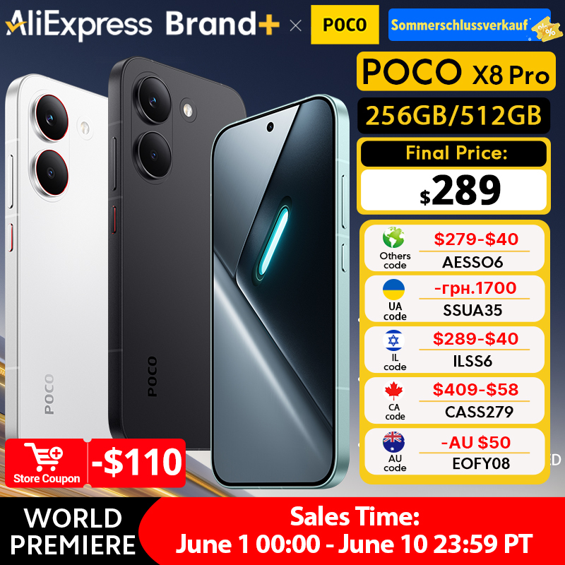  POCO X8 Pro Global Version Smartphone 6.59" 1.5K 120Hz AMOLED display 50MP Dimensity 8500-Ultra 6500mAh battery
