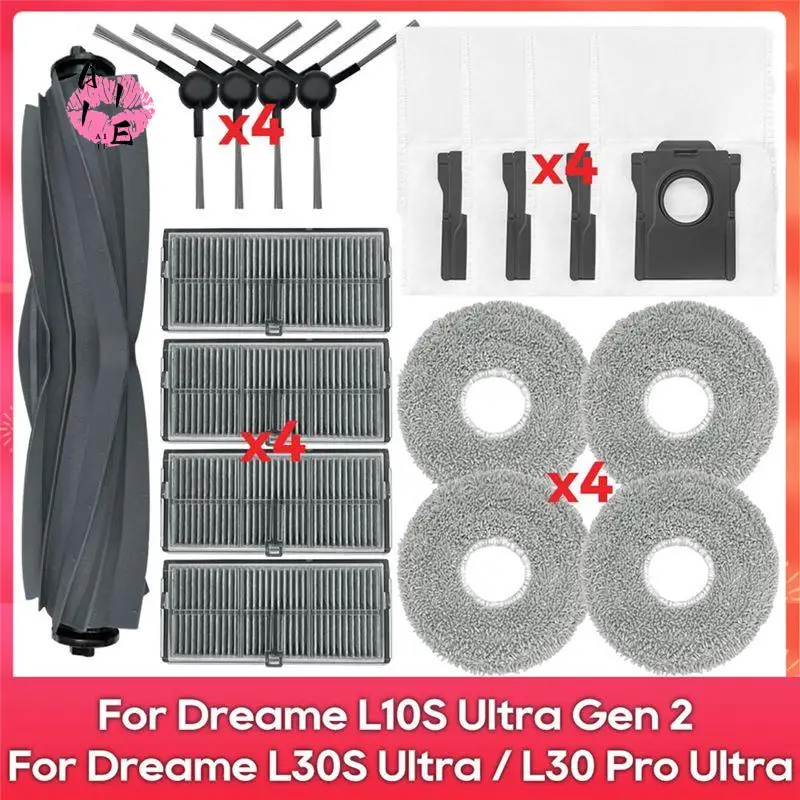 

A11E-For Dreame L10S Ultra Gen 2, L30S Ultra, L30 Pro Ultra Parts Accessories Main Side Brush Filter Mop Rag Dust Bags