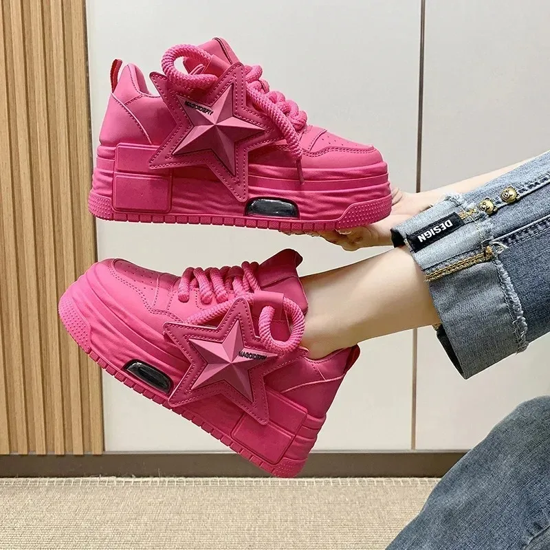Trend Women's Chunky Sneakers New Fashion Sweet Casual Shoes Exquisite Lace Walking Shoes for Woman Designer Shoes Zapatos Mujer