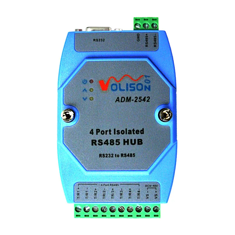 ADM-2542 terisolasi 4-Port RS485 Hub 1 ke 4 Repeater Distributor mendukung RS232 ke 485