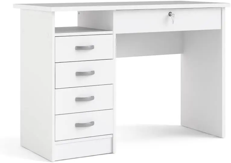 Walden Desk with 5 Drawers, White