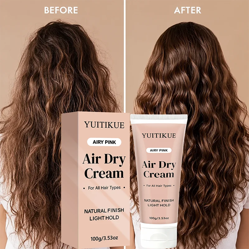 YUITIKUE Air Dry Hair Cream Light Hold Natural Shine Boost Soft Volume Styling Cream For Curly Straight Hair