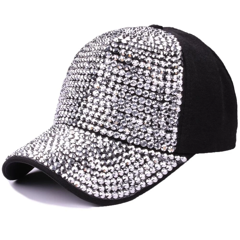 2025 New Women Diamond Inlay Cap Simple Plain Baseball Cap Female Adjustable Casual Outdoor Streetwear Fashion Hat