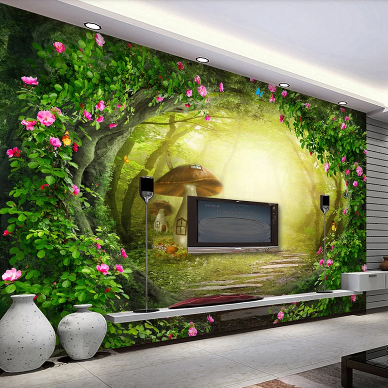 

Creative Wallpaper for Wall Flowers Vine Mushroom Forest Painting Living Room TV Backdrop Wall Decor Custom Large Mural 3D