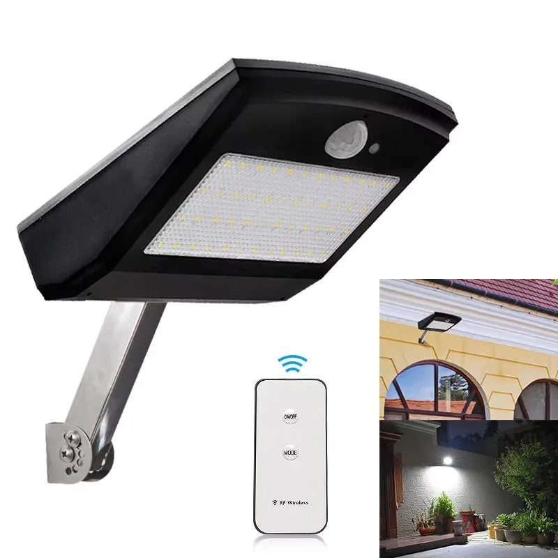Outdoor Solar Security Light 48LED 1000lm 4 Working Modes IP65 Waterproof 7W LED Solar Garden Light Bollard Lamp