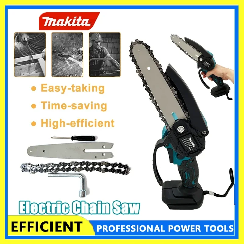 

Makita-Portable Handheld Electric Chain Saw, Wood Logging Chainsaw, Garden Pruning, Power Tool, 18V Battery, 6 Inch
