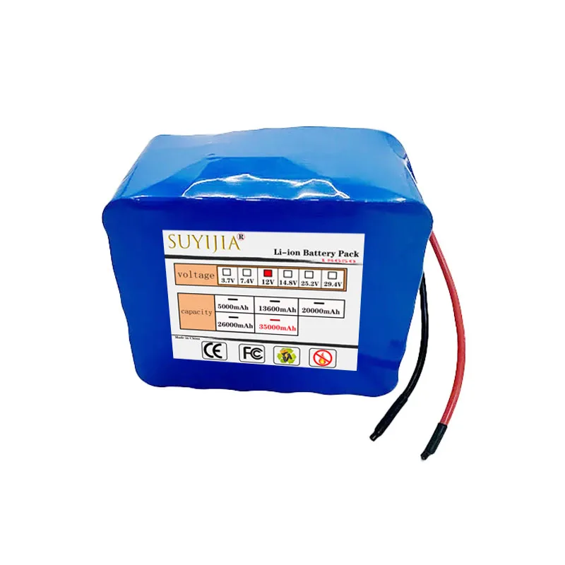 충전식 배터리 12V 35000mAh 18650 리튬 배터리 DC 용량 12.6V 35Ah CCTV 카메라 모니터용 충전기 포함