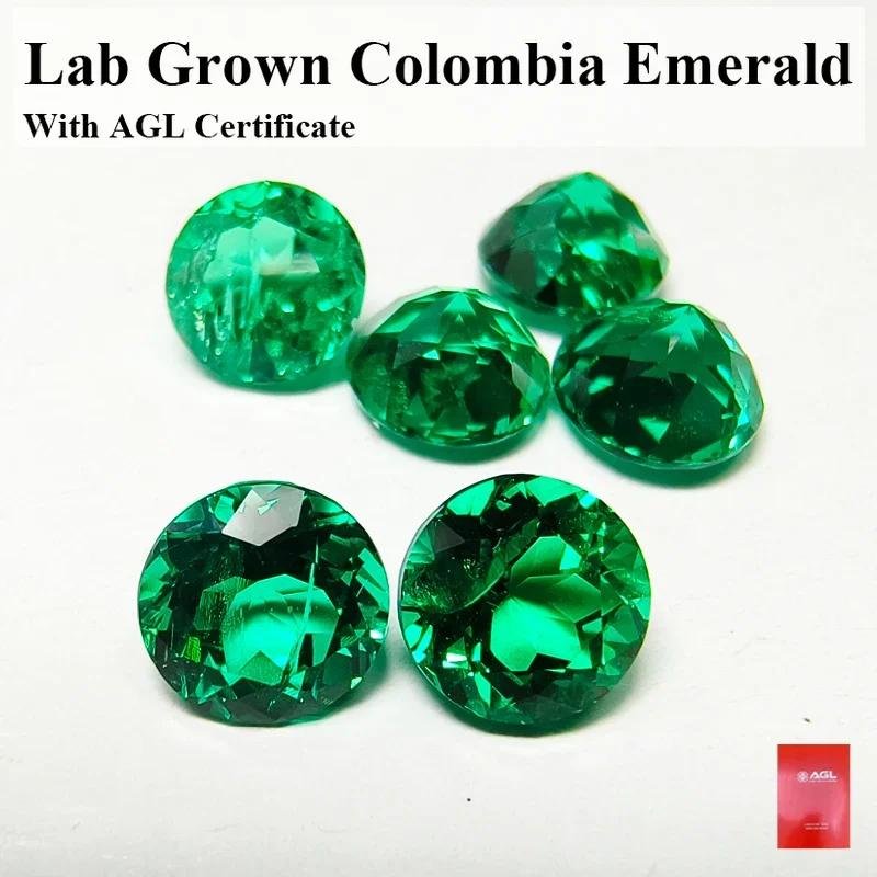 

Lab Grown Columbia Emerald Round Shape Hydrothermal Gemstone Hand-cut Natural Color Charms Bead for Diy Jewelry Making Materials