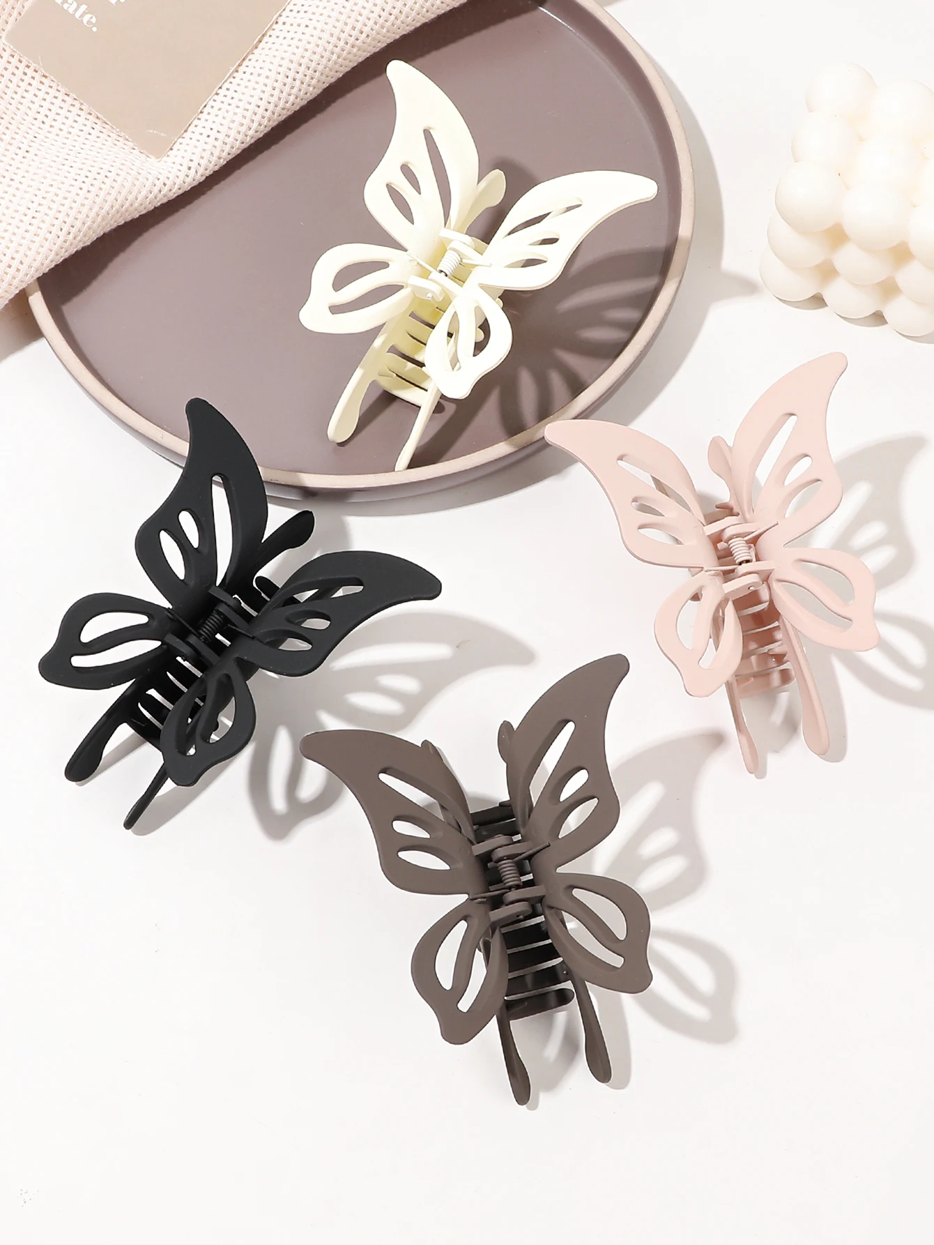 4 Pcs 4.2 Inch Big Butterfly Hair Clips for Thick Thin Hair,Non Slip Cute Matte Hair Claw,Butterfly Claw Clips for Women Girl