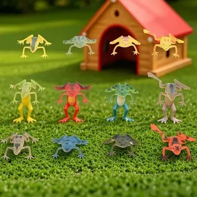 12Pcs Vivid Frogs Plaything Plastic Simulation Design Stimulates Color Recognition Creative Learning Tool for Kids