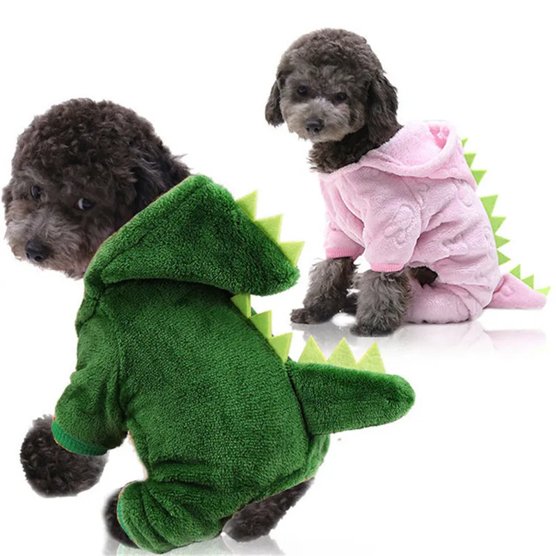 Pet Dog Cat Clothes Cute Funny Dinosaur Costumes Coat Winter Warm Fleece Clothing for Small Dogs Kitten Hoodie Puppy Dog Clothe