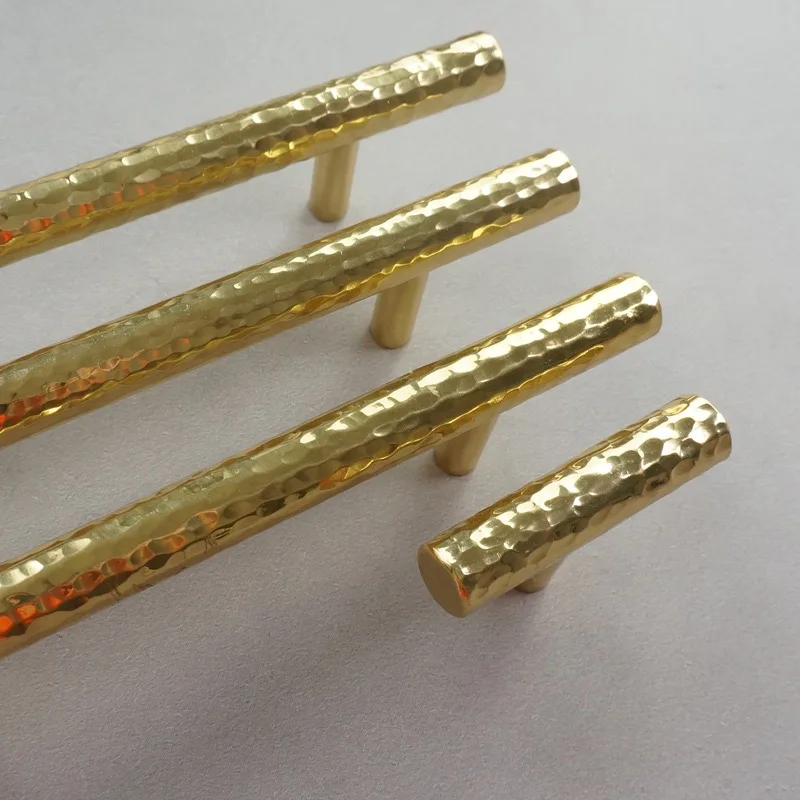 Brass Handmade Hammer Pattern Wardrobe Closet Door Pulls Cupboard Knobs Cabinet Pulls Furniture Handles Kitchen Accessories
