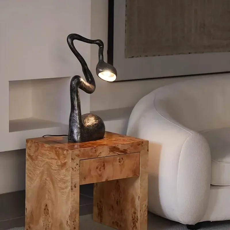 French Medieval Solid Wood Nightstand with Natural Bark Texture Storage Cabinet for Bedroom Living Room Sofa Corner